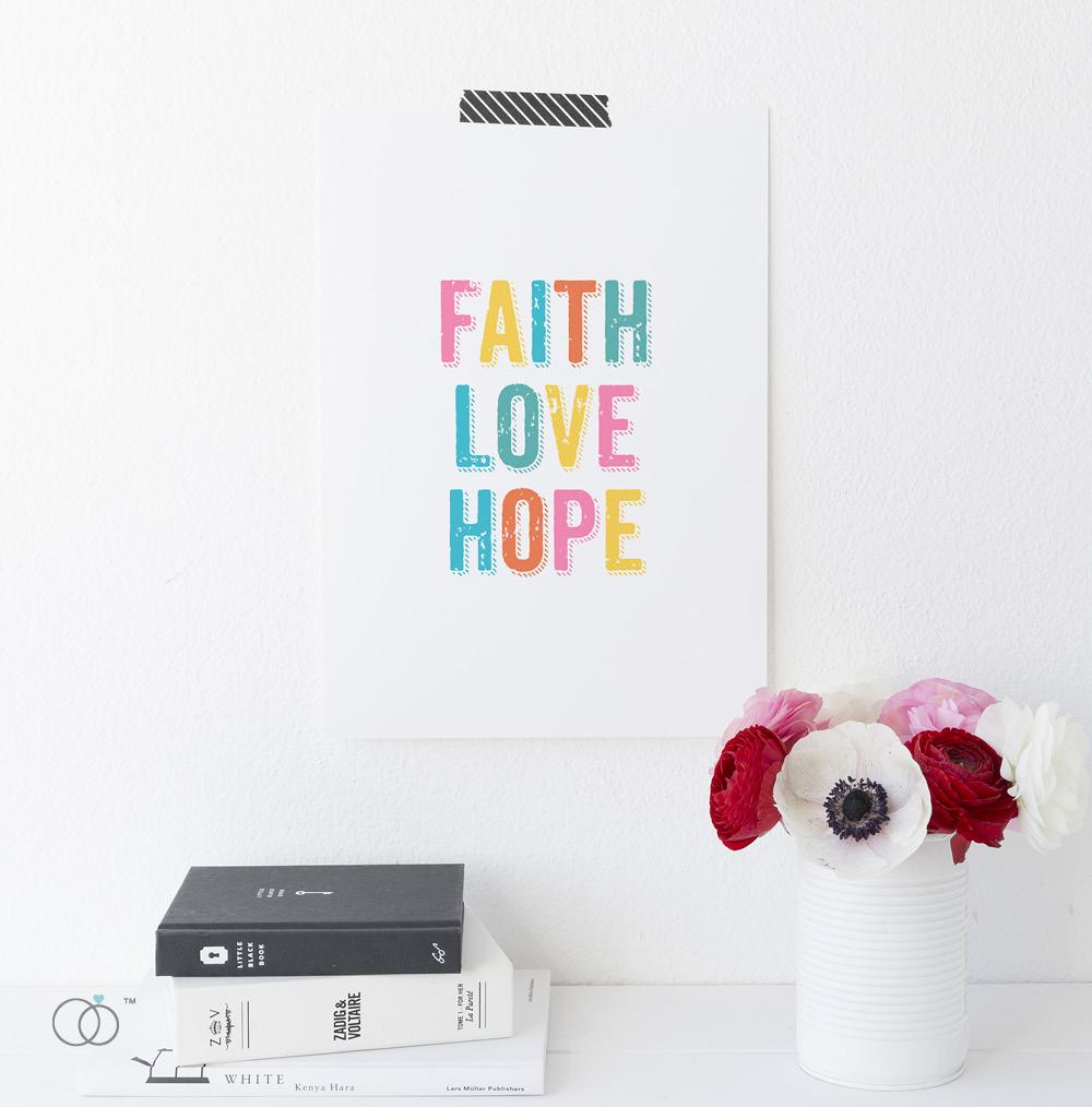 Faith Love and Hope Quote Print A4 (210mm × 297mm) / Unframed