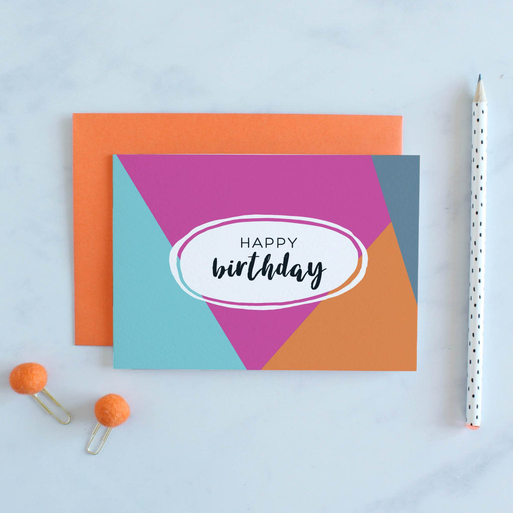 Happy Birthday Geometric Card (Pink)