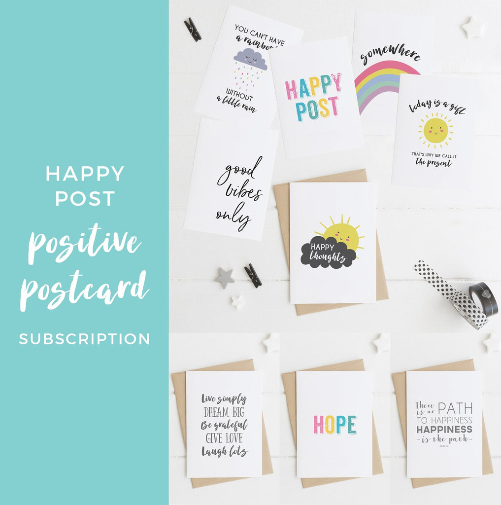 Happy Post Positive Quote Postcard Subscription