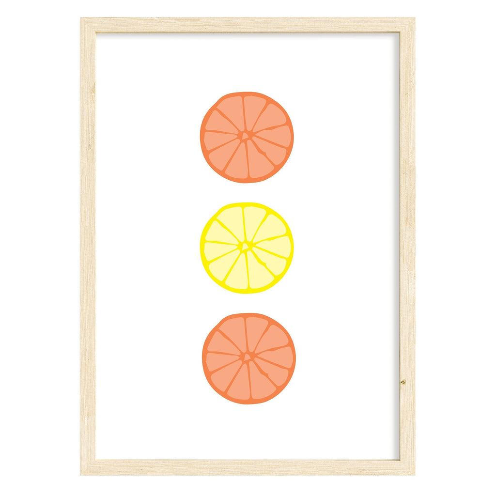 Oranges & Lemons Art Print A4 (210mm × 297mm) / Natural Frame