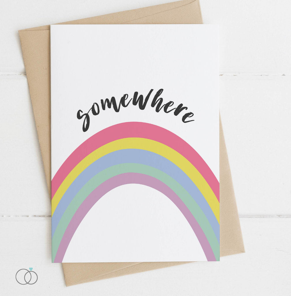 Somewhere Rainbow Quote Postcard