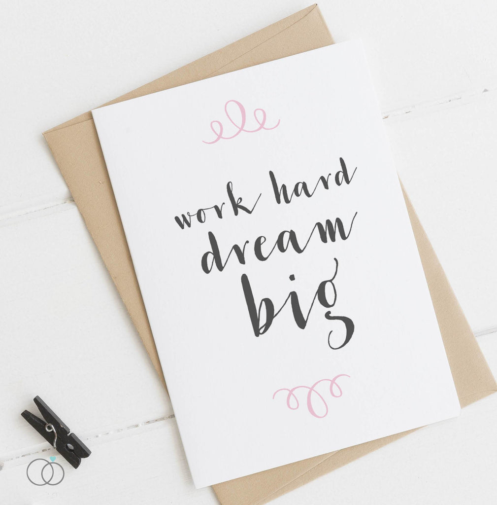 Work Hard Dream Big Quote Postcard
