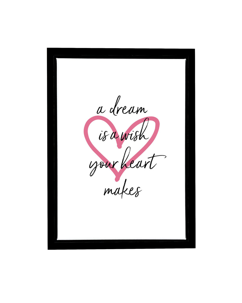 A Dream is a Wish Quote Framed Float Canvas A4 (210mm × 297mm) / Black Frame