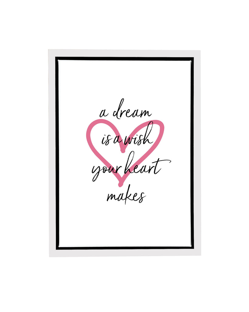 A Dream is a Wish Quote Framed Float Canvas A4 (210mm × 297mm) / White Frame