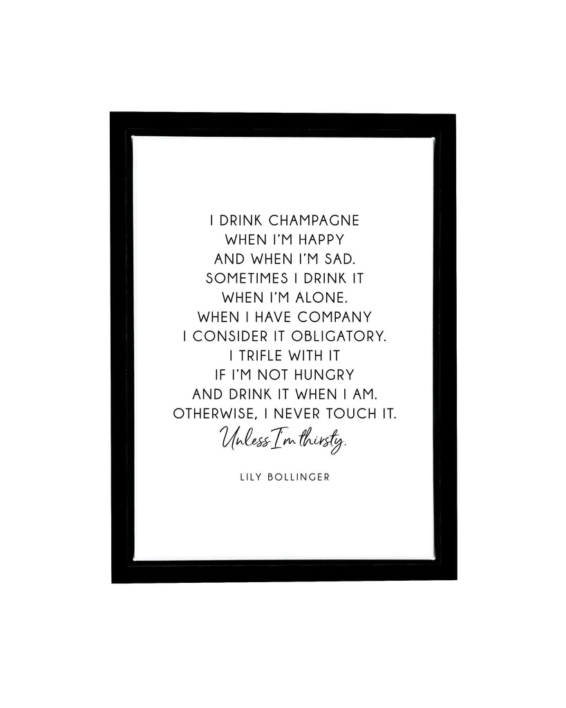 Lily Bollinger Champagne Quote Framed Float Canvas A4 (210mm × 297mm) / Black Frame