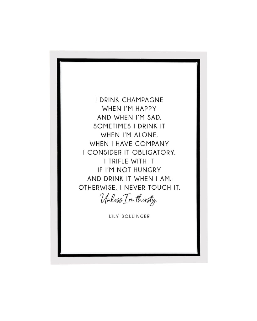 Lily Bollinger Champagne Quote Framed Float Canvas A4 (210mm × 297mm) / White Frame