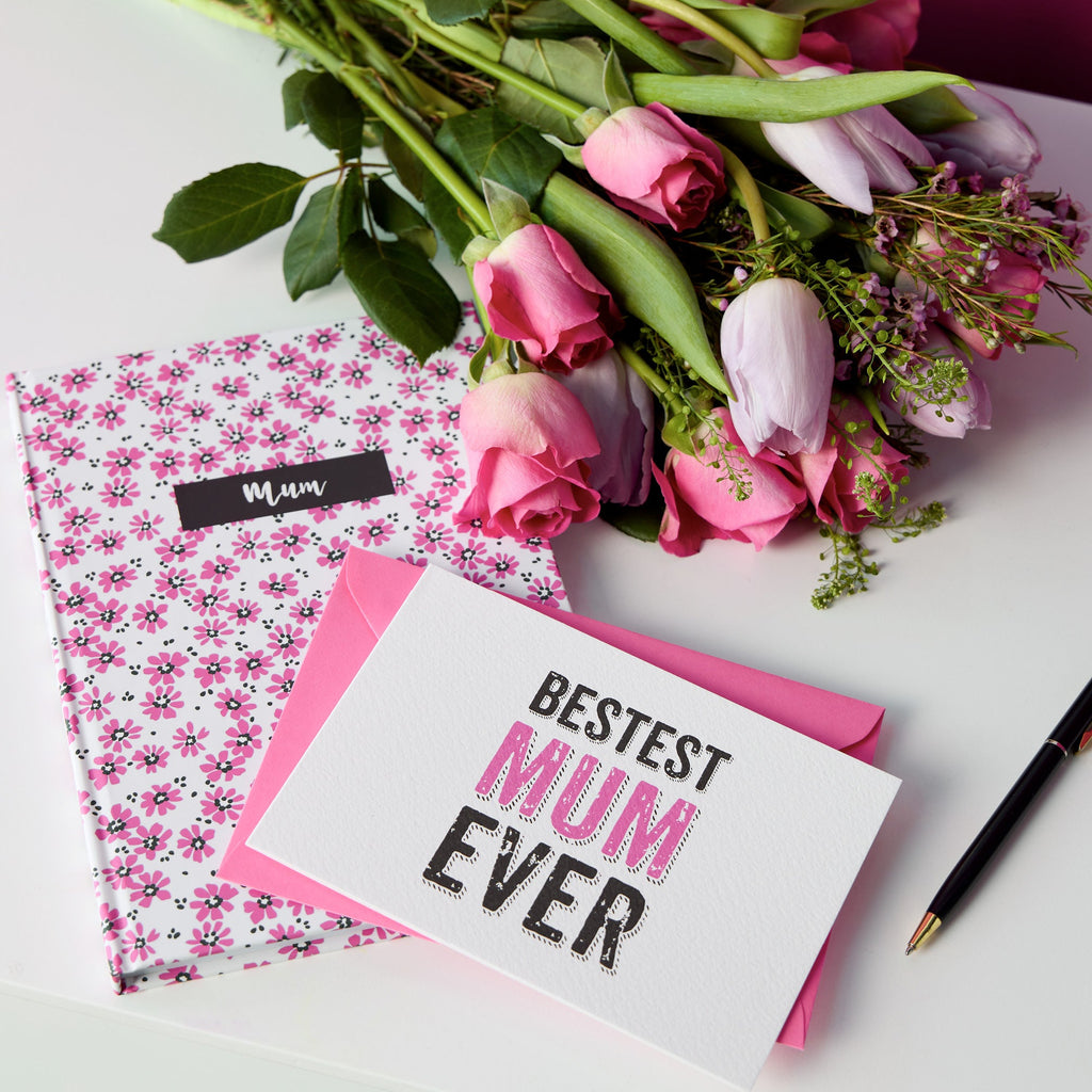 Mum Pink Floral Hardback Notebook  - Mother's Day Notebook (A5)