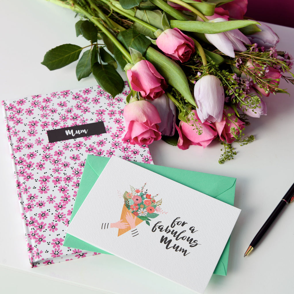 Mum Pink Floral Hardback Notebook  - Mother's Day Notebook (A5)