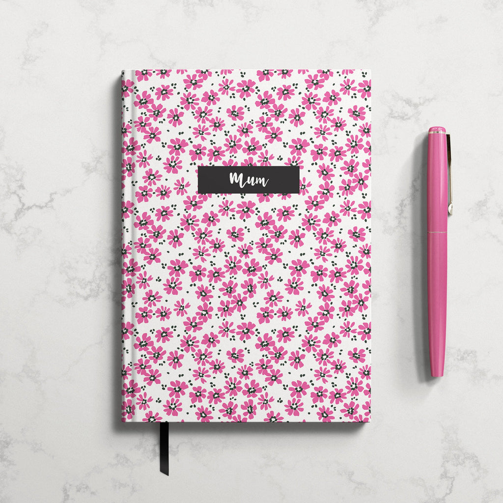 Mum Pink Floral Hardback Notebook  - Mother's Day Notebook (A5)