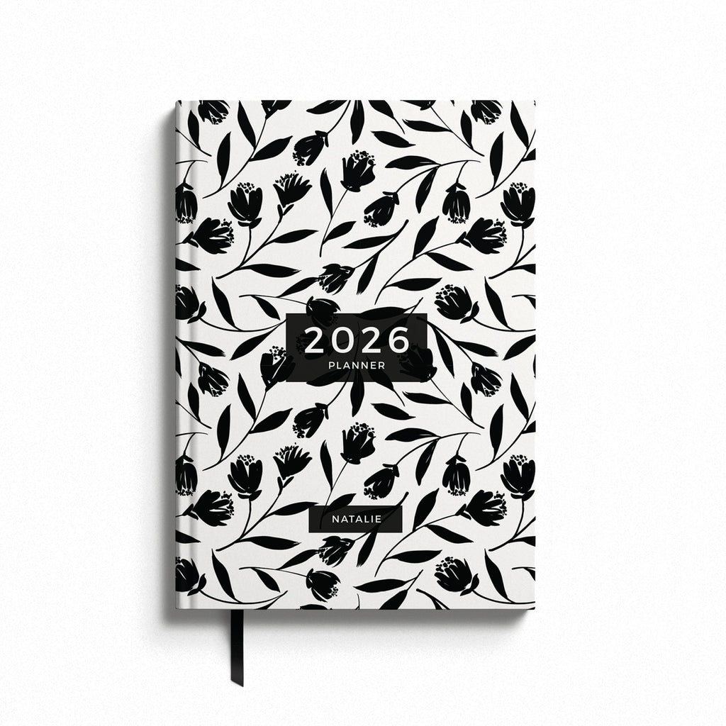 NEW Personalised Black Tulip 2026 Diary