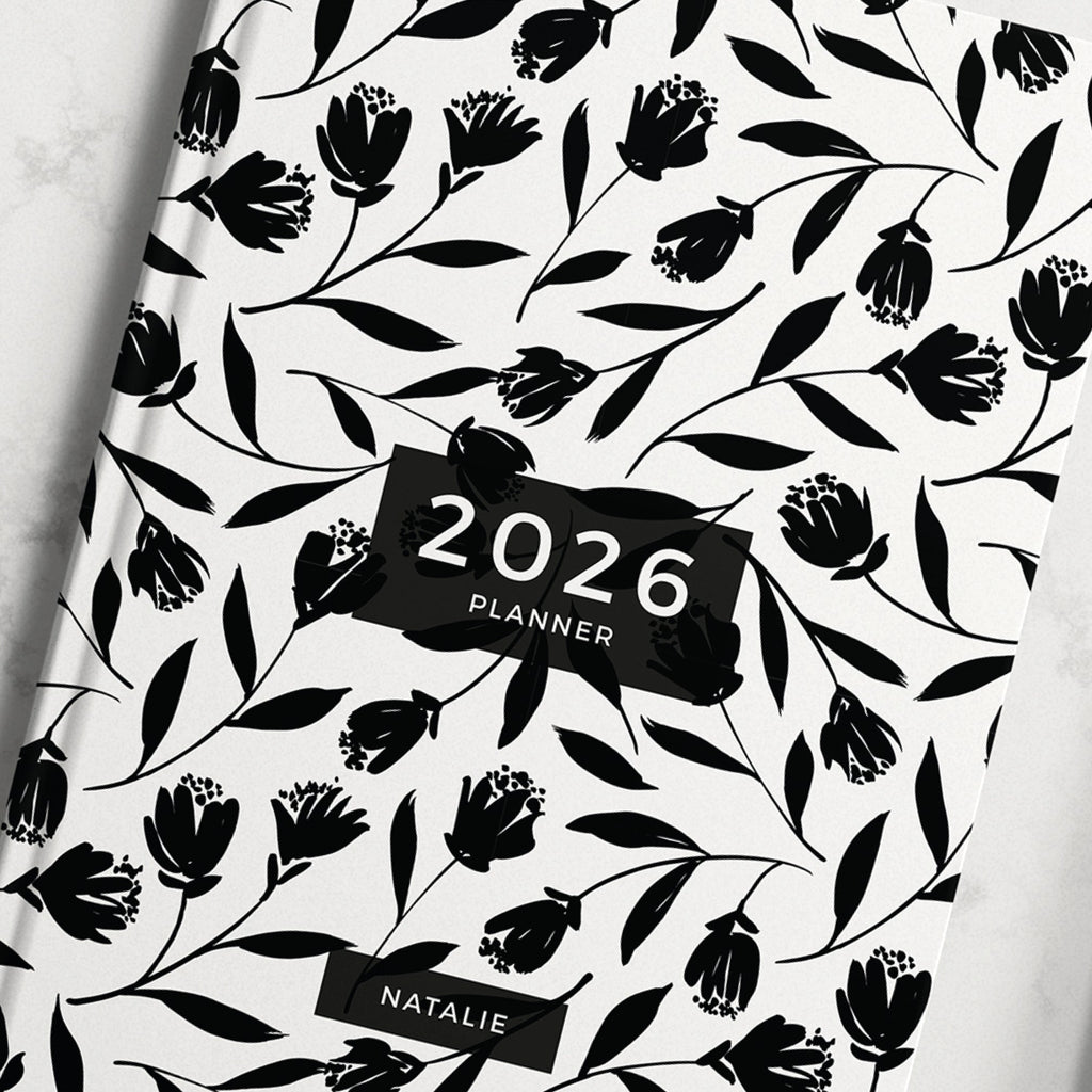 NEW Personalised Black Tulip 2026 Diary