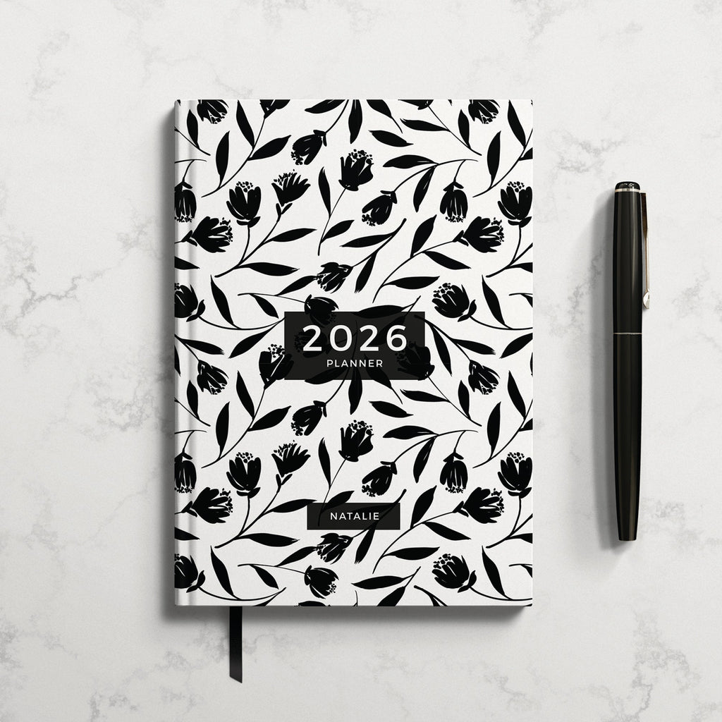 NEW Personalised Black Tulip 2026 Diary