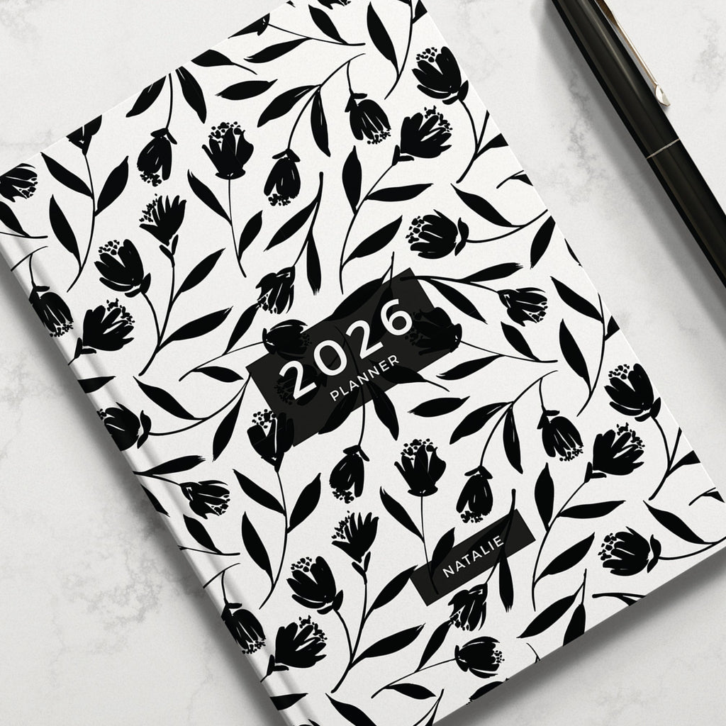 NEW Personalised Black Tulip 2026 Diary