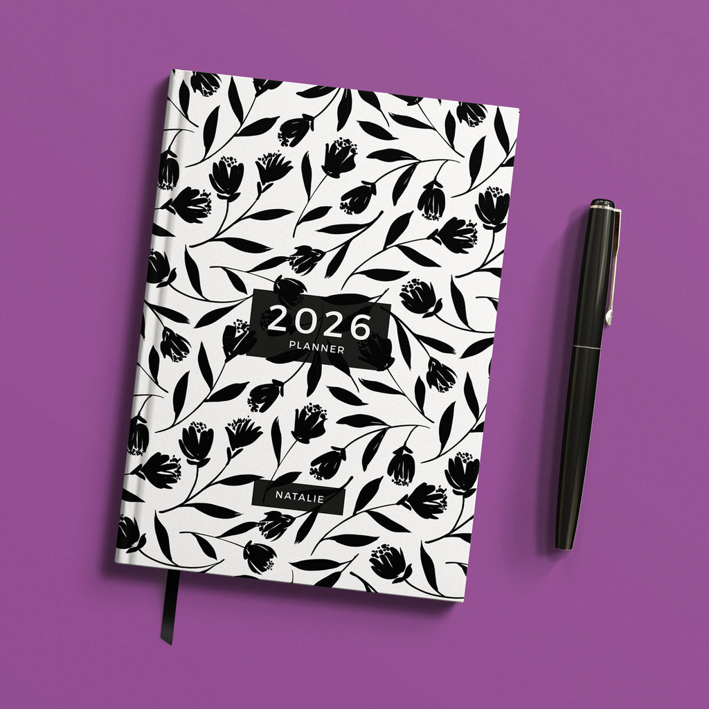 NEW Personalised Black Tulip 2026 Diary