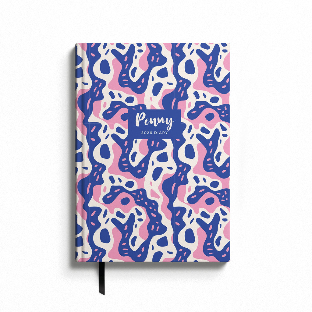 NEW Personalised Blue Pink Splodge 2026 Diary