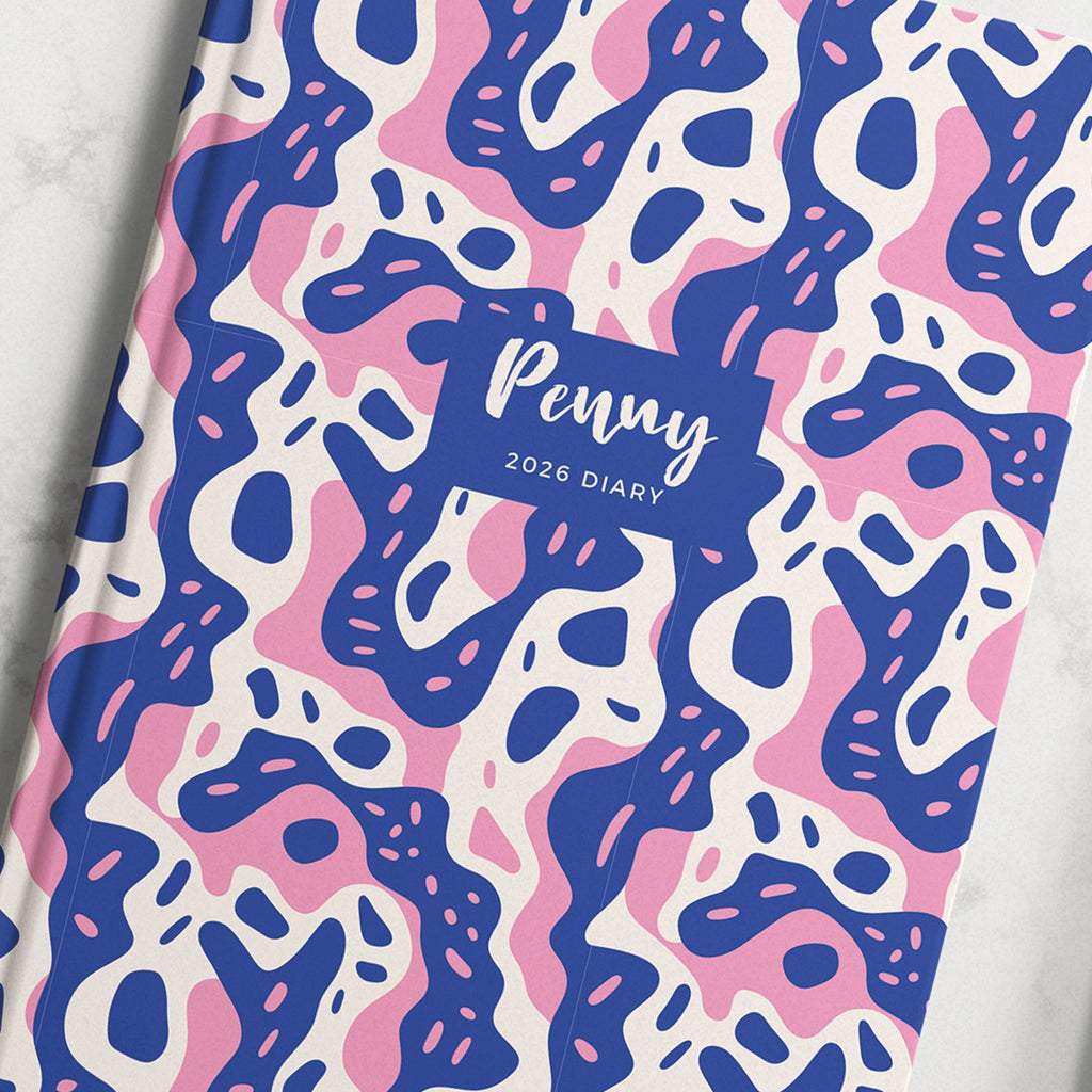 NEW Personalised Blue Pink Splodge 2026 Diary