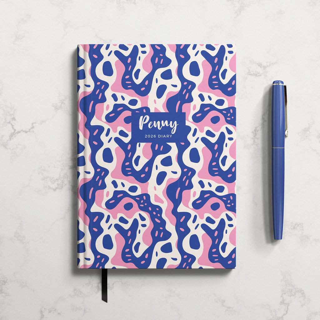 NEW Personalised Blue Pink Splodge 2026 Diary