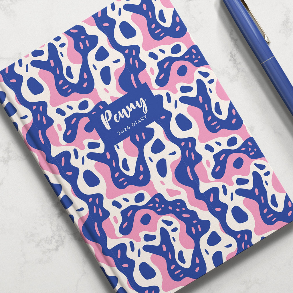 NEW Personalised Blue Pink Splodge 2026 Diary