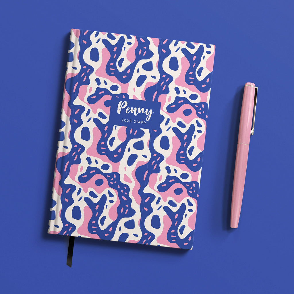 NEW Personalised Blue Pink Splodge 2026 Diary