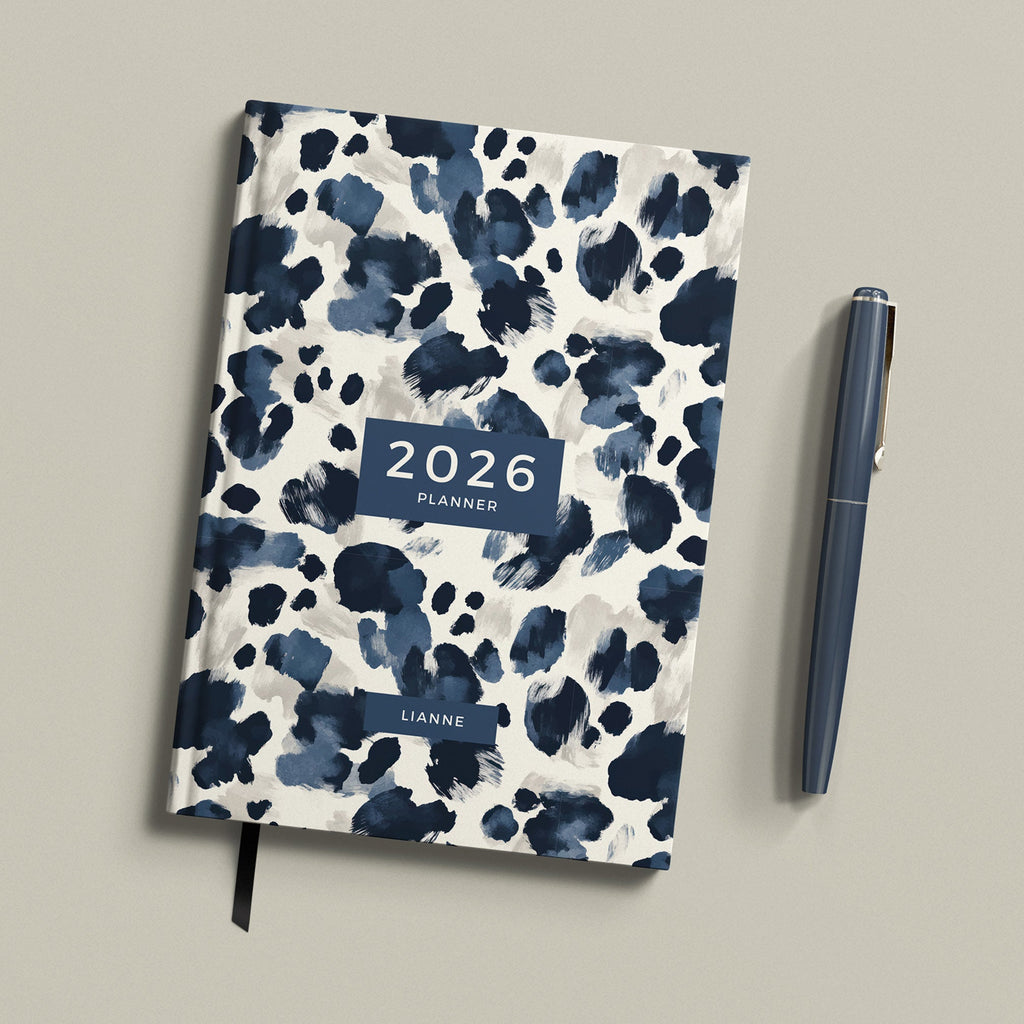 NEW Personalised Navy Leopard 2026 Diary