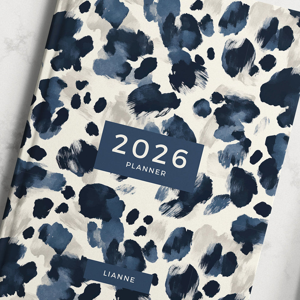 NEW Personalised Navy Leopard 2026 Diary