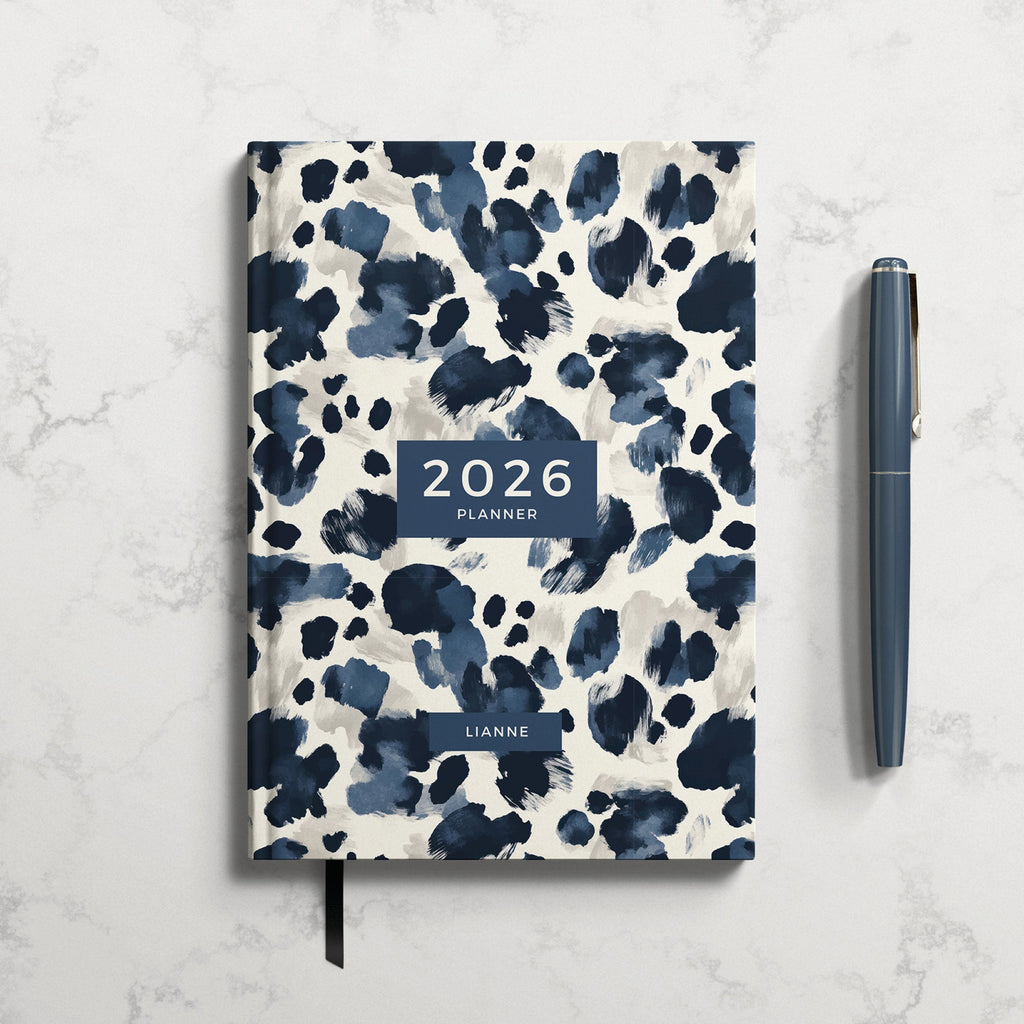 NEW Personalised Navy Leopard 2026 Diary
