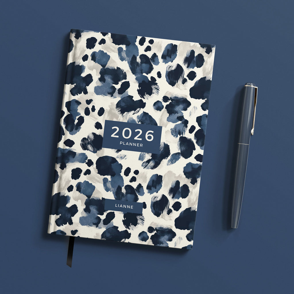 NEW Personalised Navy Leopard 2026 Diary