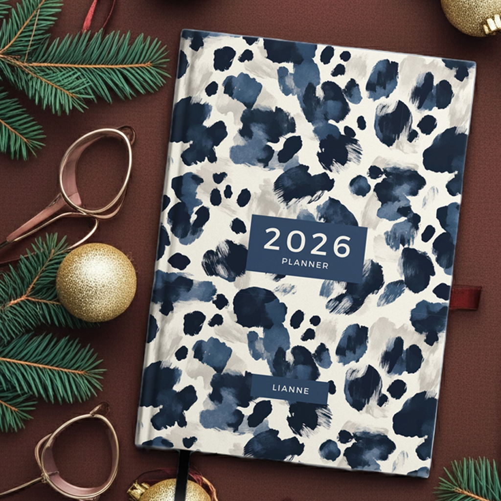 NEW Personalised Navy Leopard 2026 Diary