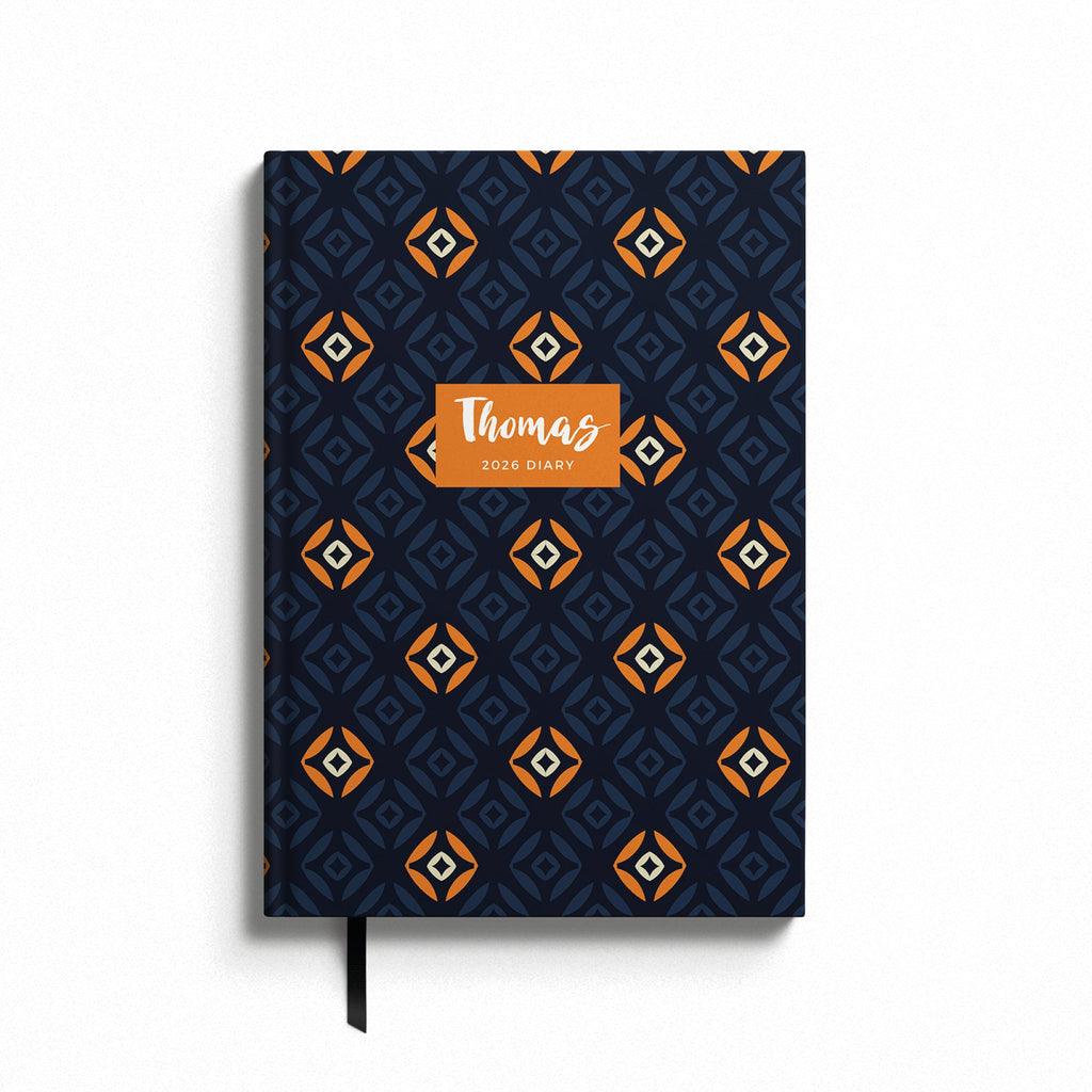 NEW Personalised Navy Orange 2026 Diary