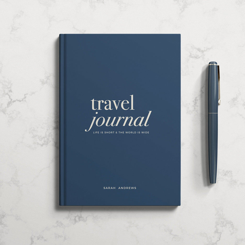 NEW Personalised Navy Travel Journal Hardback Navy / Standard text only
