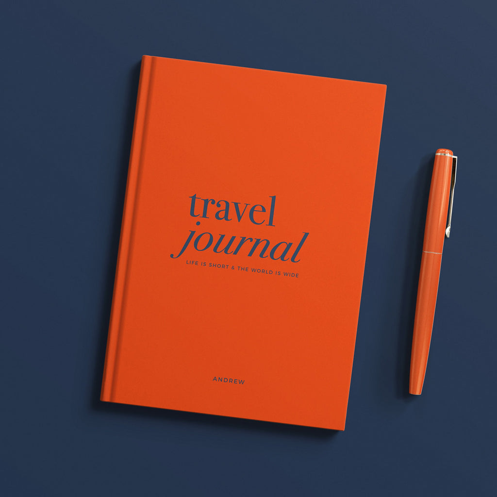 NEW Personalised Orange Travel Journal Hardback