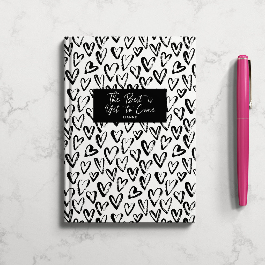 Personalised Black Heart Hardback Notebook (A5)