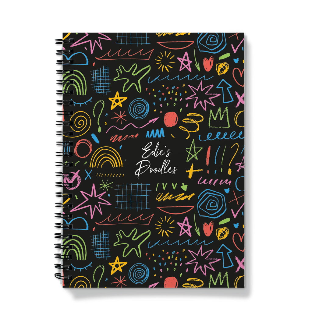 Personalised Doodles Spiral Notebook - Back To School Doodle Pad (A5) Black Doodles / Standard Quote Only / Lined