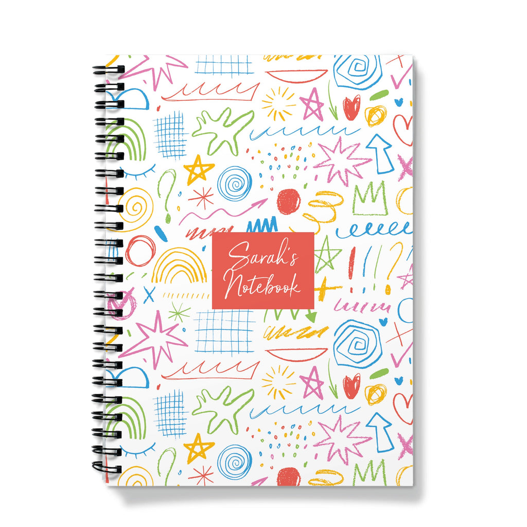 Personalised Doodles Spiral Notebook - Back To School Doodle Pad (A5) White Doodles / Standard Quote Only / Lined