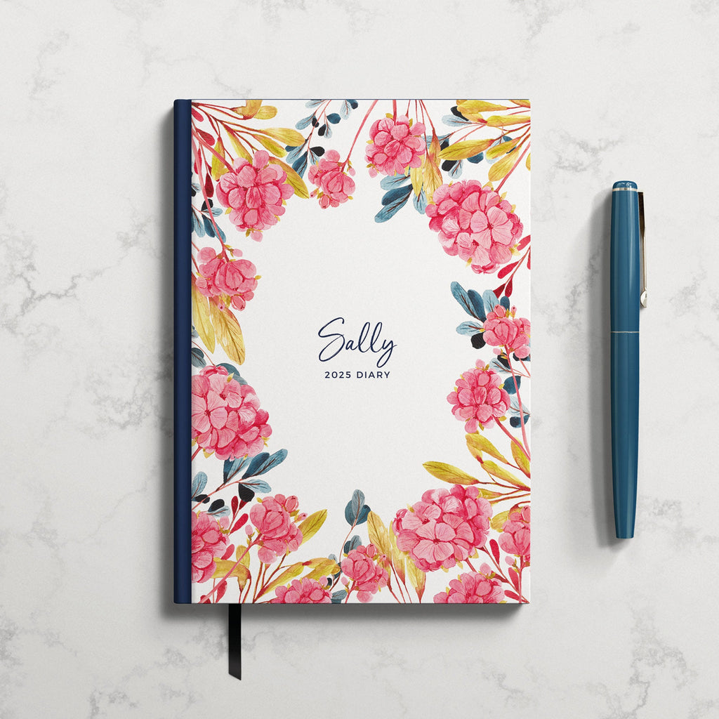 Personalised Hydrangea 2025 Weekly Diary (A5)