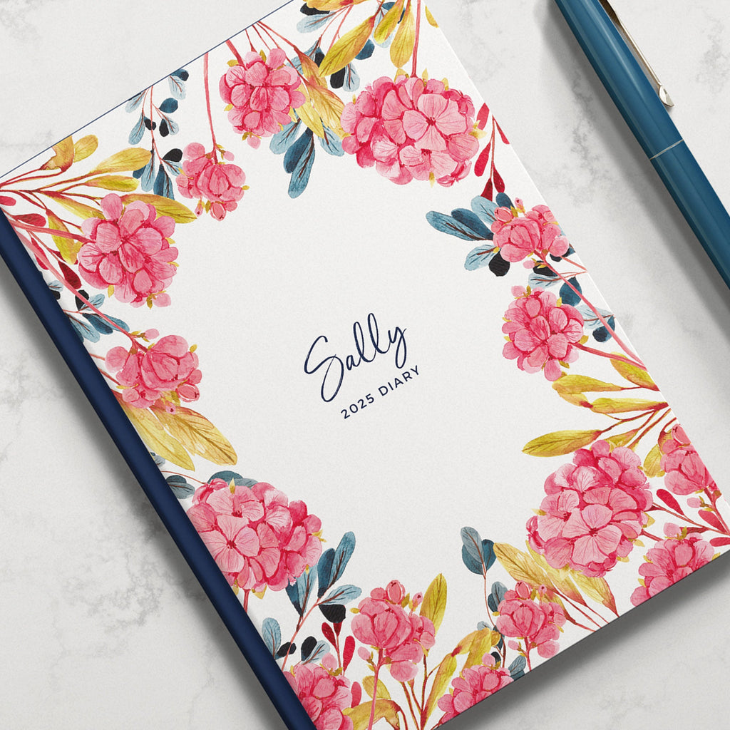 Personalised Hydrangea 2025 Weekly Diary (A5)