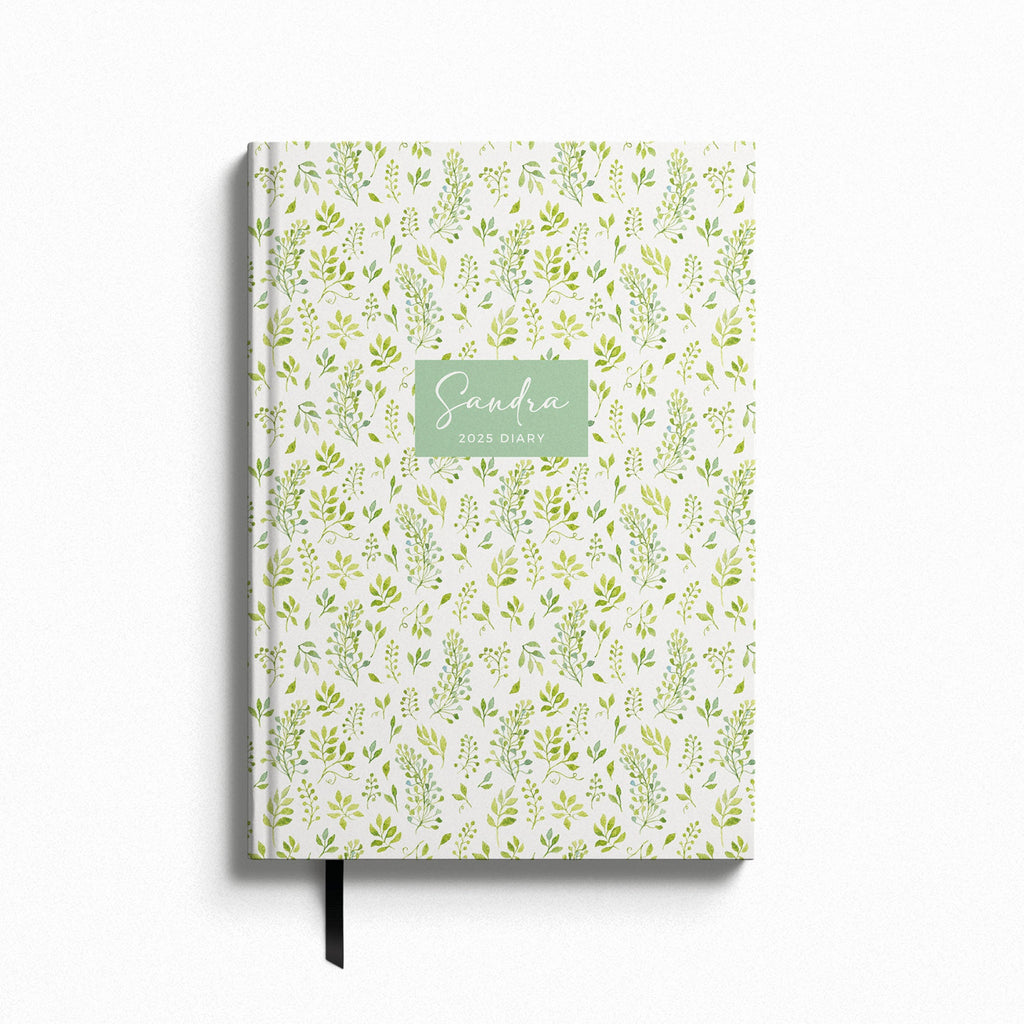 Personalised Leafy Green Botanical 2025 Weekly Diary (A5)