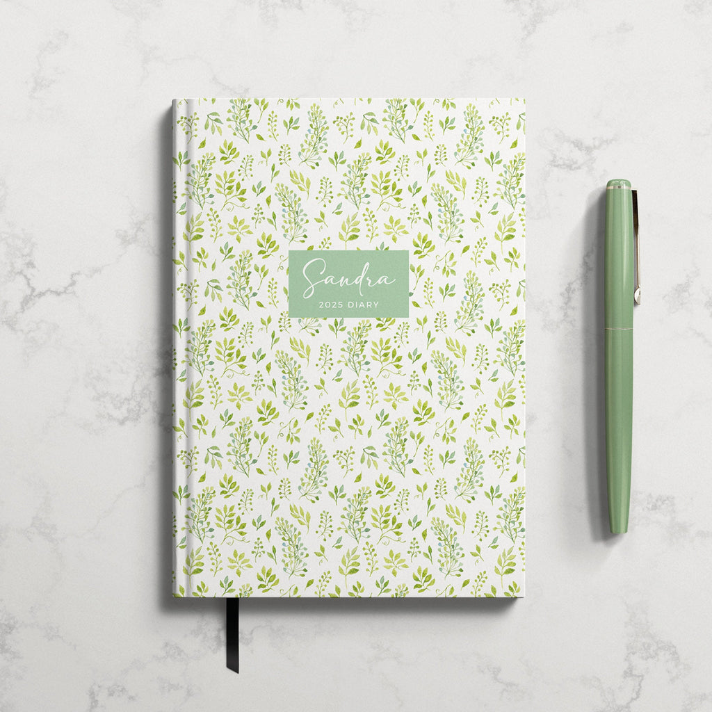 Personalised Leafy Green Botanical 2025 Weekly Diary (A5)