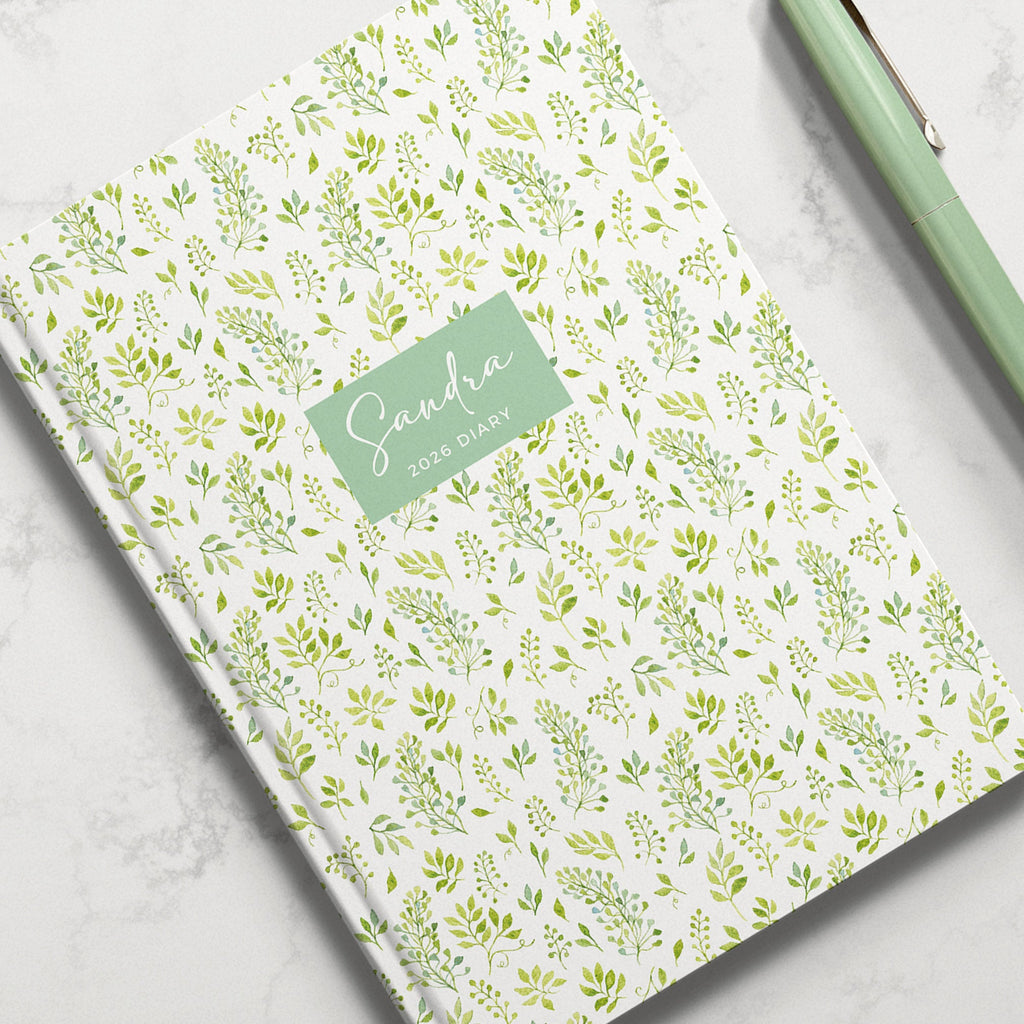 Personalised Leafy Green Botanical 2026 Diary