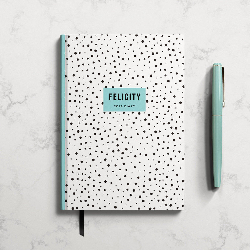 Personalised Monochrome Dotty 2024 Weekly Diary (A5)
