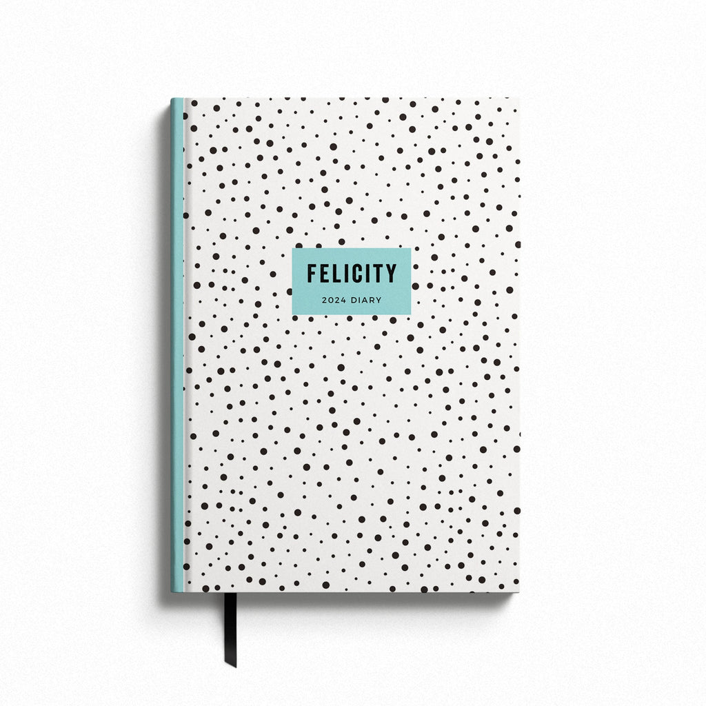 Personalised Monochrome Dotty 2024 Weekly Diary (A5)
