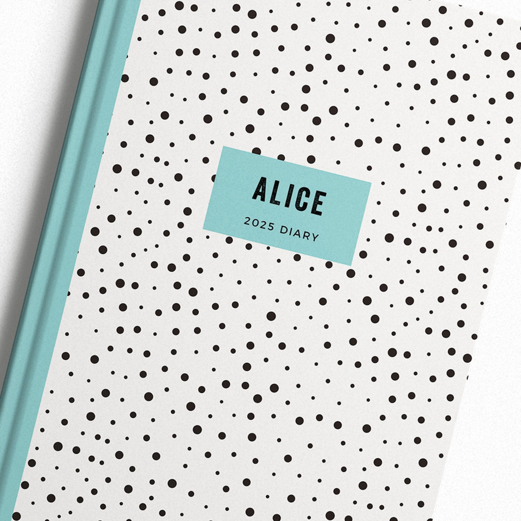 Personalised Monochrome Dotty 2025 Weekly Diary (A5)