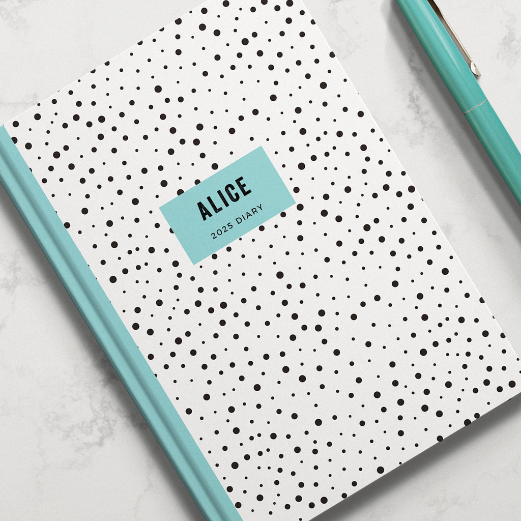 Personalised Monochrome Dotty 2025 Weekly Diary (A5)