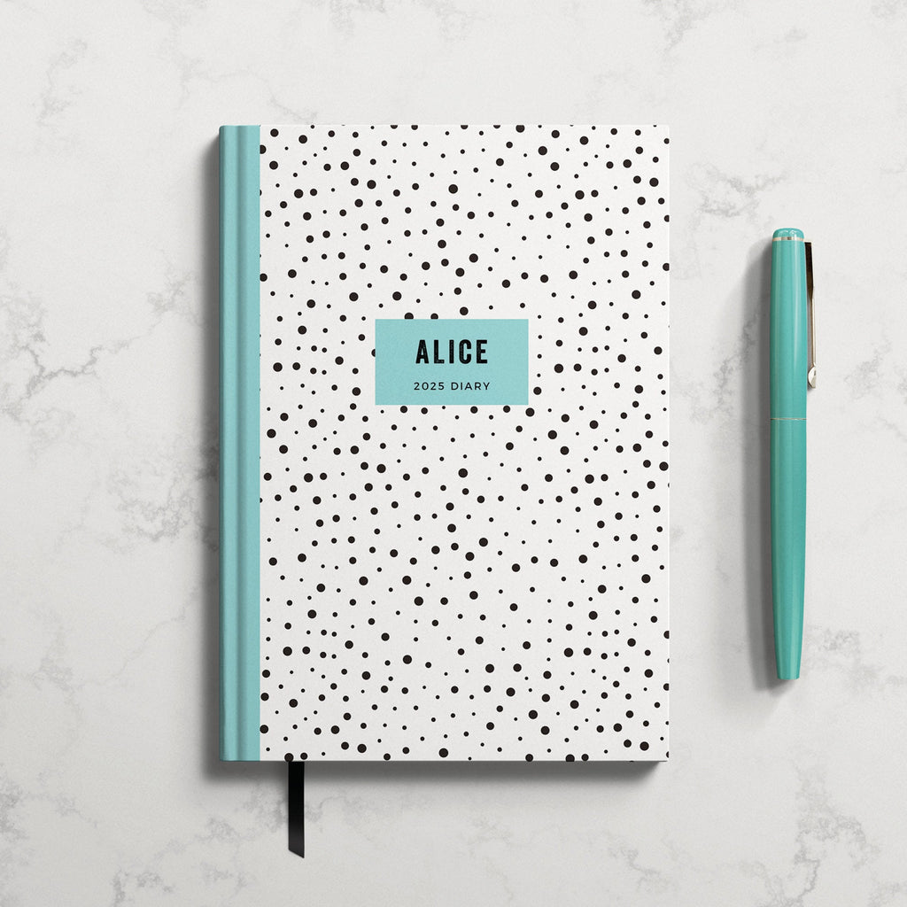 Personalised Monochrome Dotty 2025 Weekly Diary (A5)