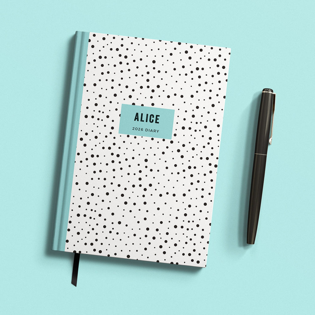 Personalised Monochrome Dotty 2026 Diary