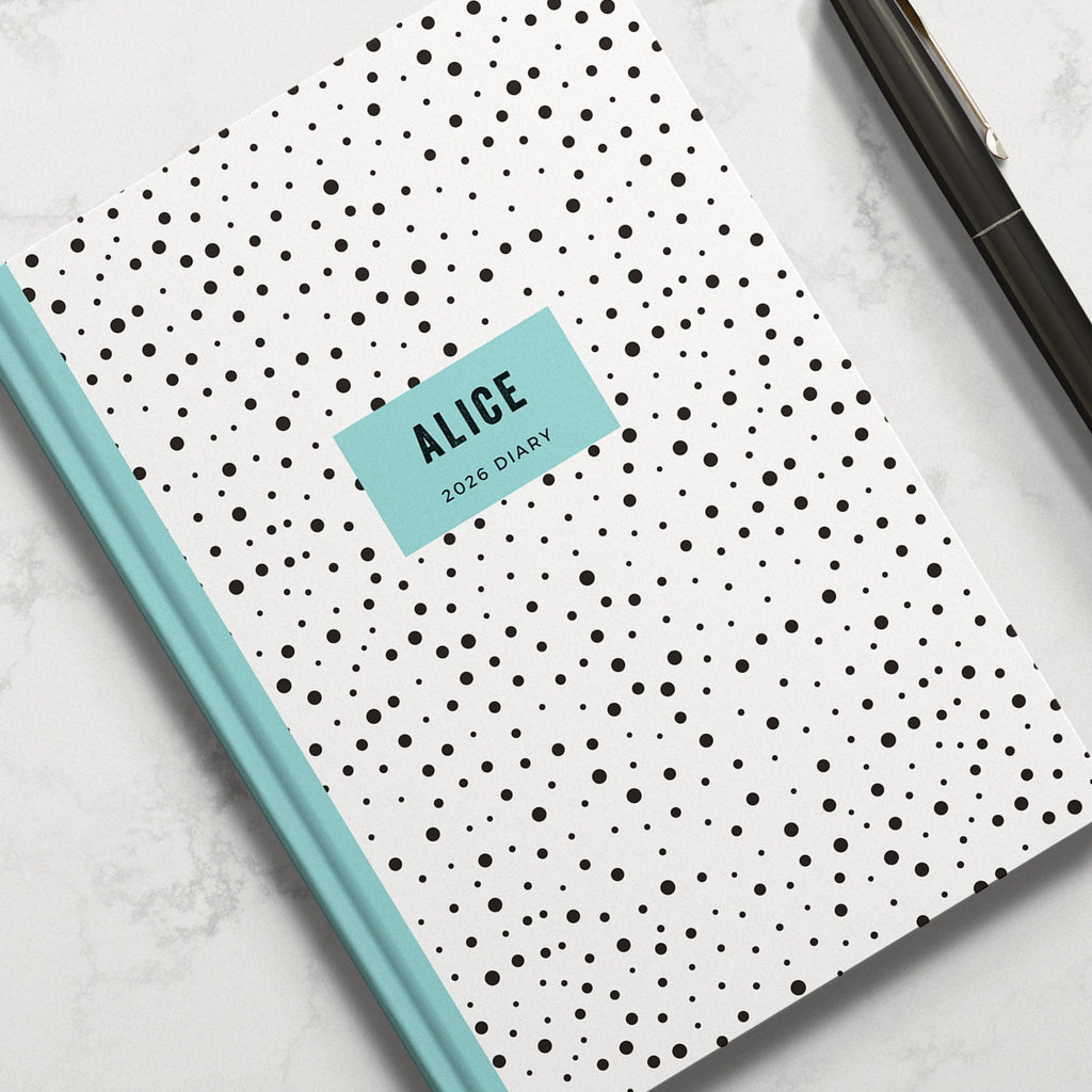Personalised Monochrome Dotty 2026 Diary