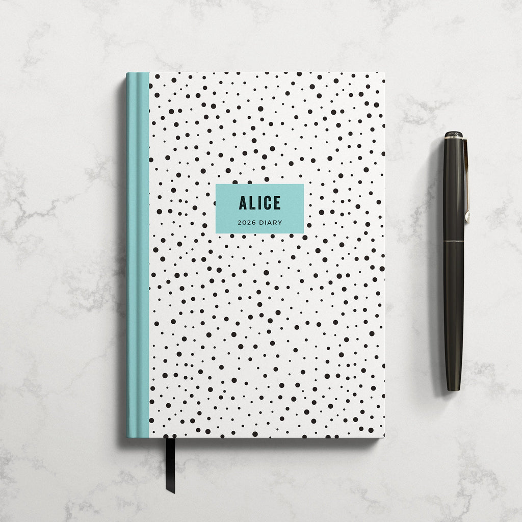 Personalised Monochrome Dotty 2026 Diary