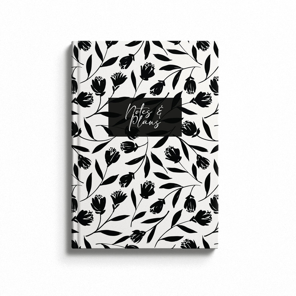 Personalised Monochrome Tulip Flower Hardback Notebook