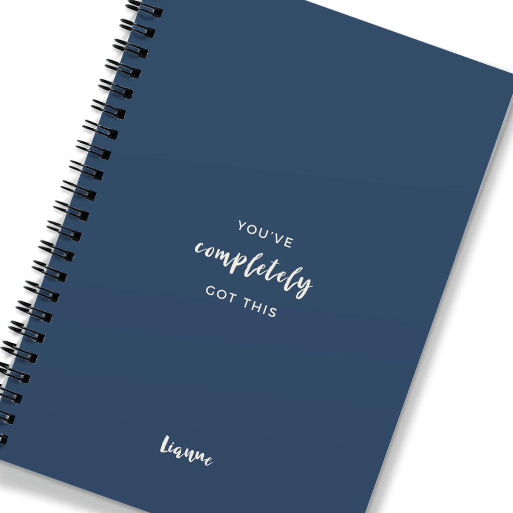 Personalised Navy Spiral Notebook -  You've Completely Got This Quote (A5)