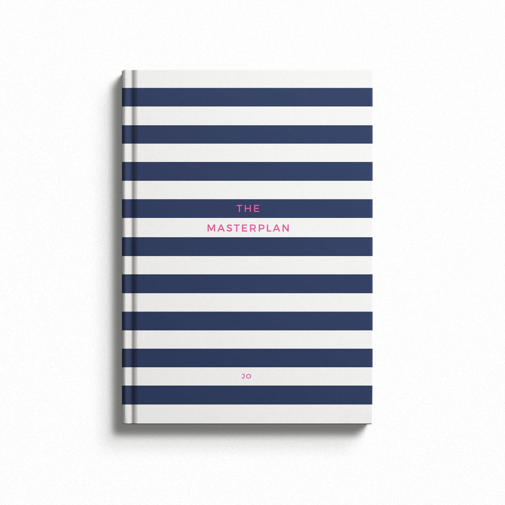 Personalised Navy Stripe Hardback Notebook - The Masterplan Notebook (A5) Personalised Name / Blank